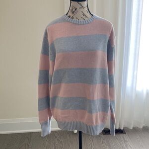 Brandy Melville Striped Crewneck Sweater in Pink and Light Blue